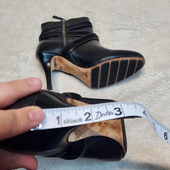 Cole Haan Nike Air Black Leather Strappy Dressy Office Stiletto HIgh Heel Boot 7 - Picture 7 of 13
